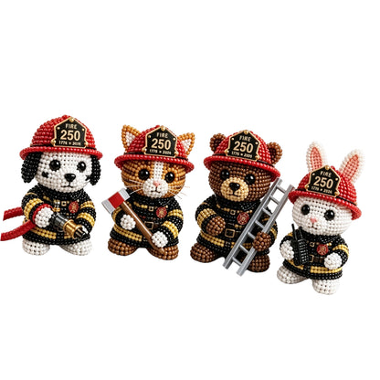 3D Animal Bead Embroidery Kit Unique 3d Animals Bead Craft Kit 3D Animal Ornament Sewing Set for Crafting Enthusiasts Girls Women Teens Adults (American Hero Firefighter)