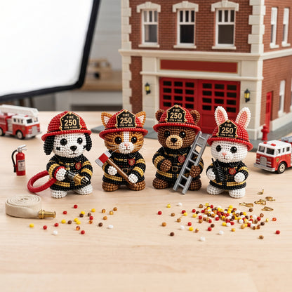 3D Animal Bead Embroidery Kit Unique 3d Animals Bead Craft Kit 3D Animal Ornament Sewing Set for Crafting Enthusiasts Girls Women Teens Adults (American Hero Firefighter)
