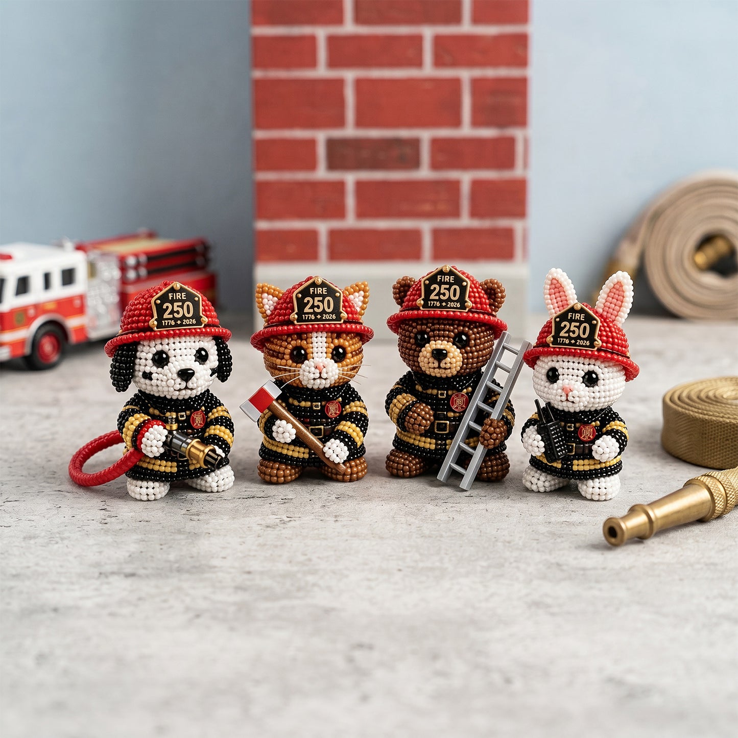 3D Animal Bead Embroidery Kit Unique 3d Animals Bead Craft Kit 3D Animal Ornament Sewing Set for Crafting Enthusiasts Girls Women Teens Adults (American Hero Firefighter)