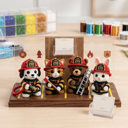 3D Animal Bead Embroidery Kit Unique 3d Animals Bead Craft Kit 3D Animal Ornament Sewing Set for Crafting Enthusiasts Girls Women Teens Adults (American Hero Firefighter)