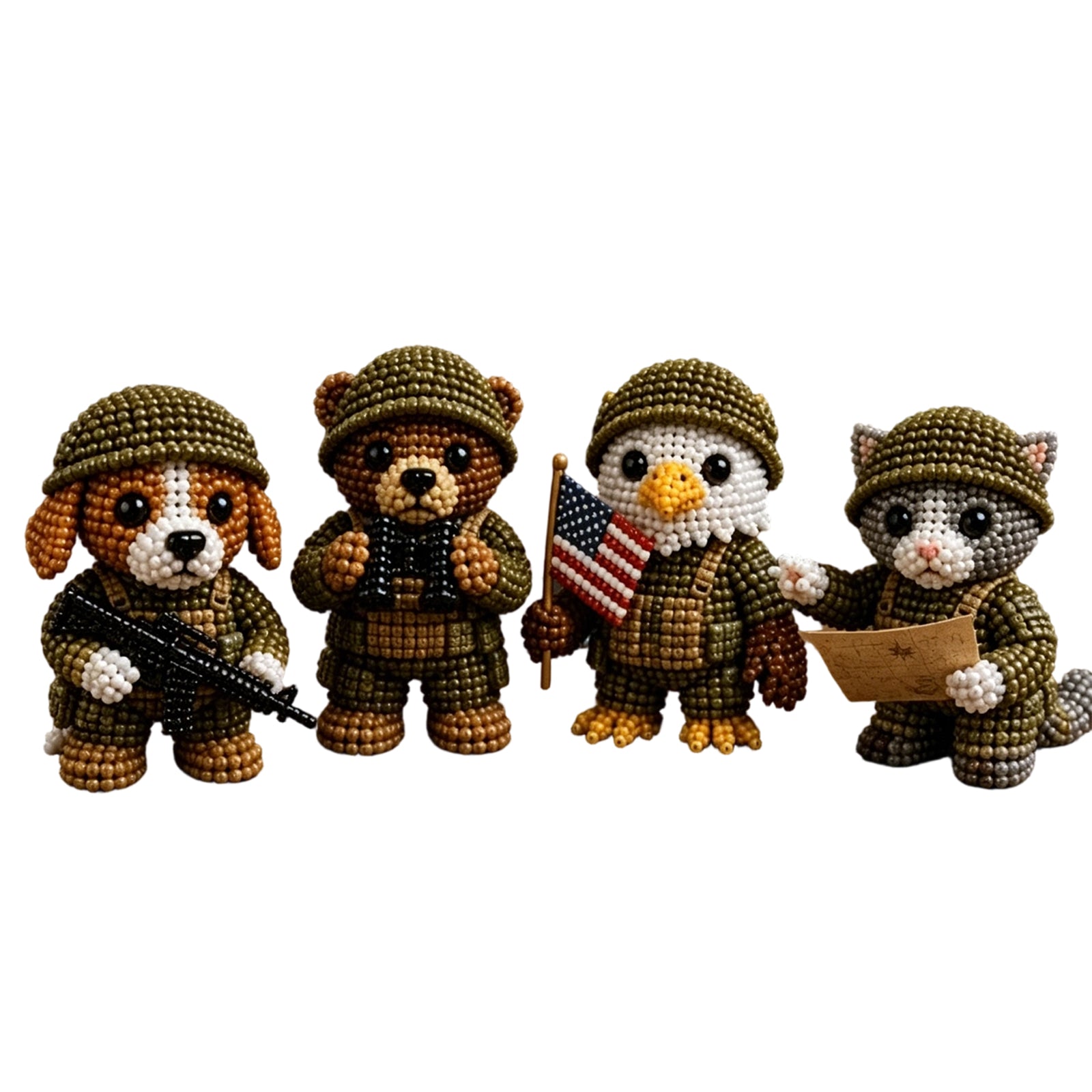 3D Animal Bead Embroidery Kit Unique 3d Animals Bead Craft Kit 3D Animal Ornament Sewing Set for Crafting Enthusiasts Girls Women Teens Adults (American Hero Soldier)