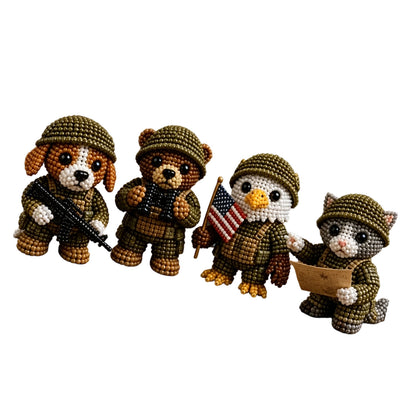3D Animal Bead Embroidery Kit Unique 3d Animals Bead Craft Kit 3D Animal Ornament Sewing Set for Crafting Enthusiasts Girls Women Teens Adults (American Hero Soldier)