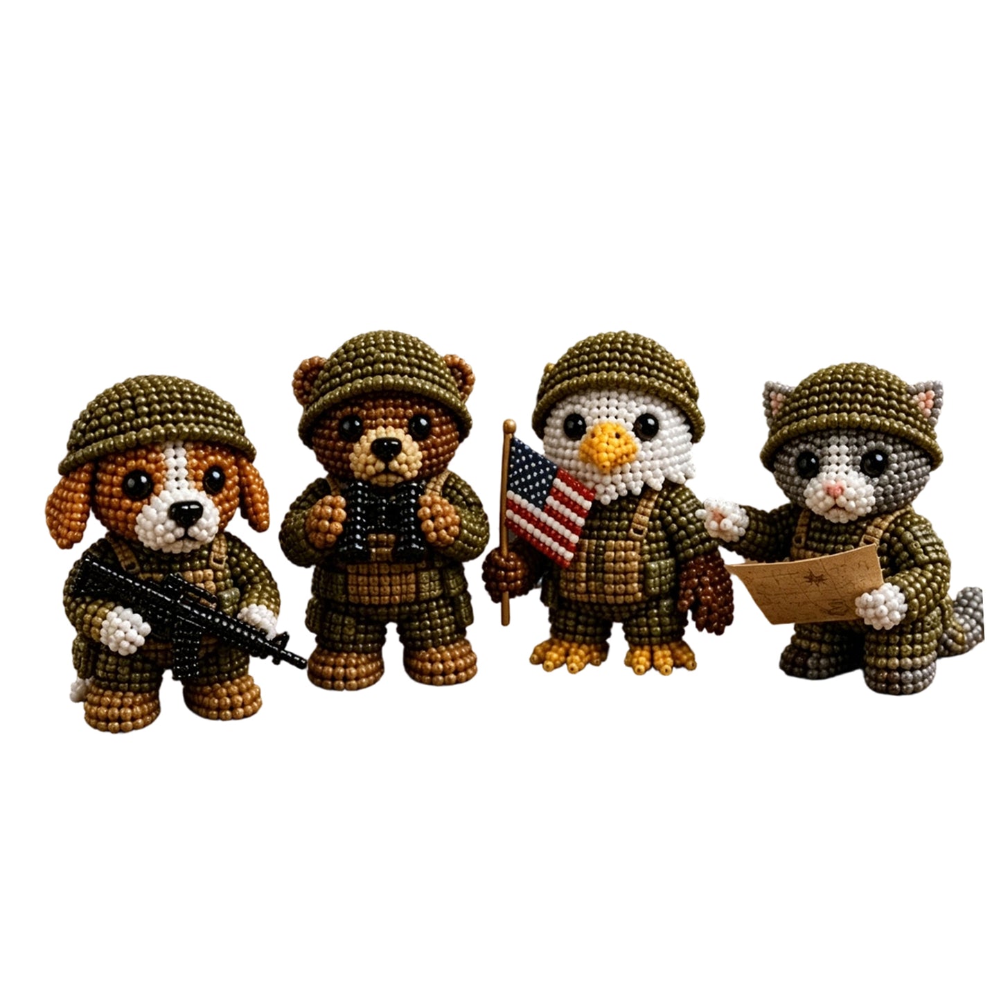 3D Animal Bead Embroidery Kit Unique 3d Animals Bead Craft Kit 3D Animal Ornament Sewing Set for Crafting Enthusiasts Girls Women Teens Adults (American Hero Soldier)