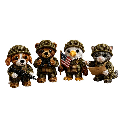 3D Animal Bead Embroidery Kit Unique 3d Animals Bead Craft Kit 3D Animal Ornament Sewing Set for Crafting Enthusiasts Girls Women Teens Adults (American Hero Soldier)