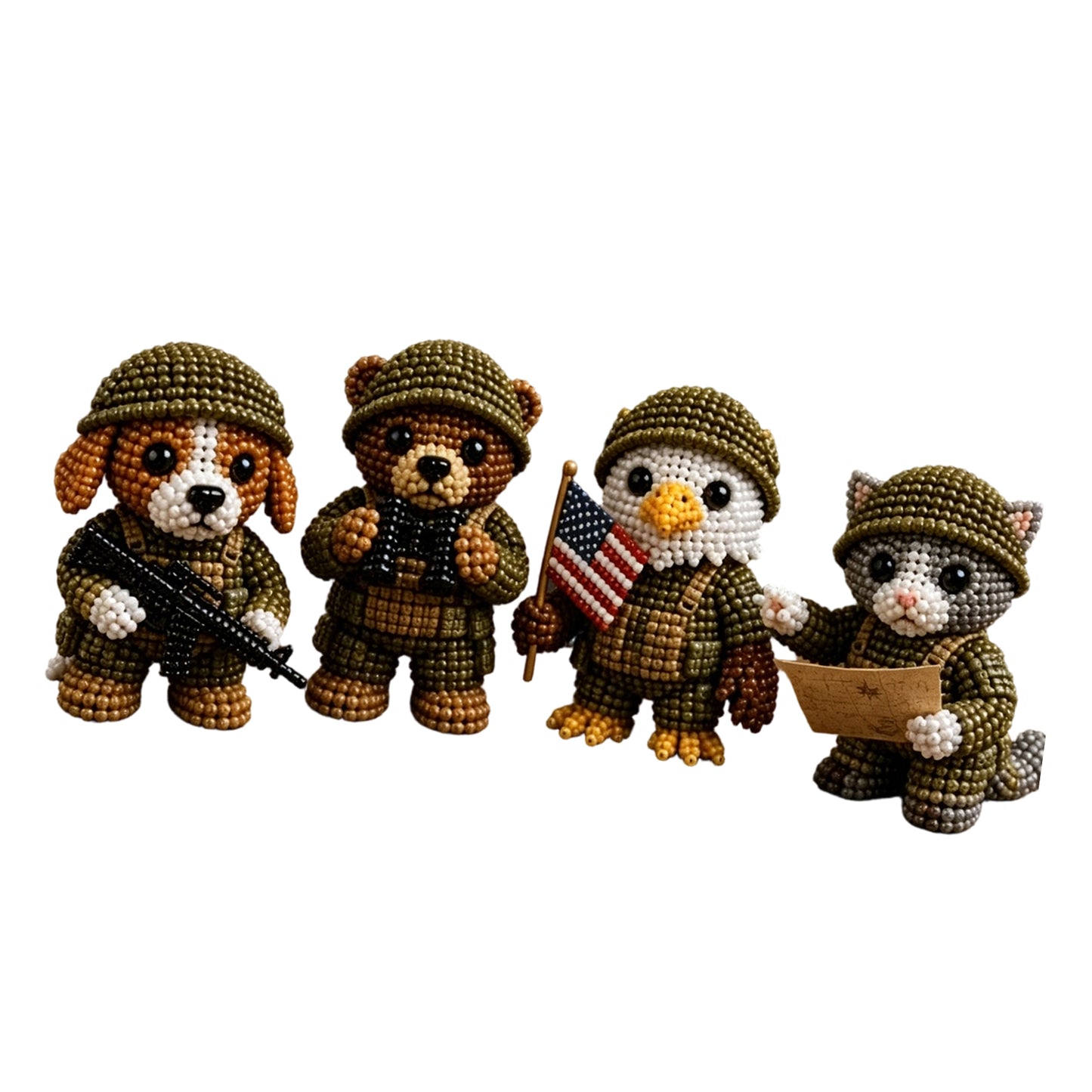 3D Animal Bead Embroidery Kit Unique 3d Animals Bead Craft Kit 3D Animal Ornament Sewing Set for Crafting Enthusiasts Girls Women Teens Adults (American Hero Soldier)