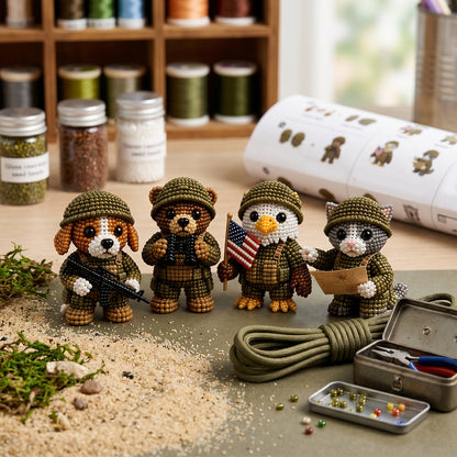 3D Animal Bead Embroidery Kit Unique 3d Animals Bead Craft Kit 3D Animal Ornament Sewing Set for Crafting Enthusiasts Girls Women Teens Adults (American Hero Soldier)