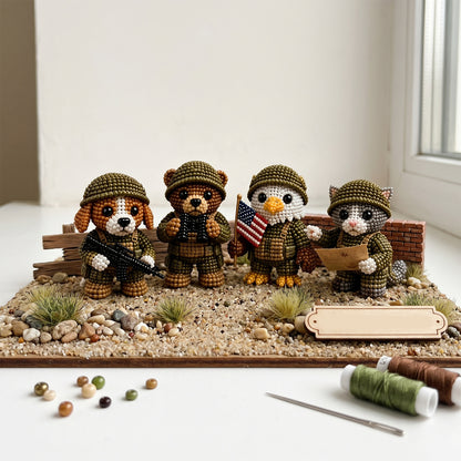 3D Animal Bead Embroidery Kit Unique 3d Animals Bead Craft Kit 3D Animal Ornament Sewing Set for Crafting Enthusiasts Girls Women Teens Adults (American Hero Soldier)