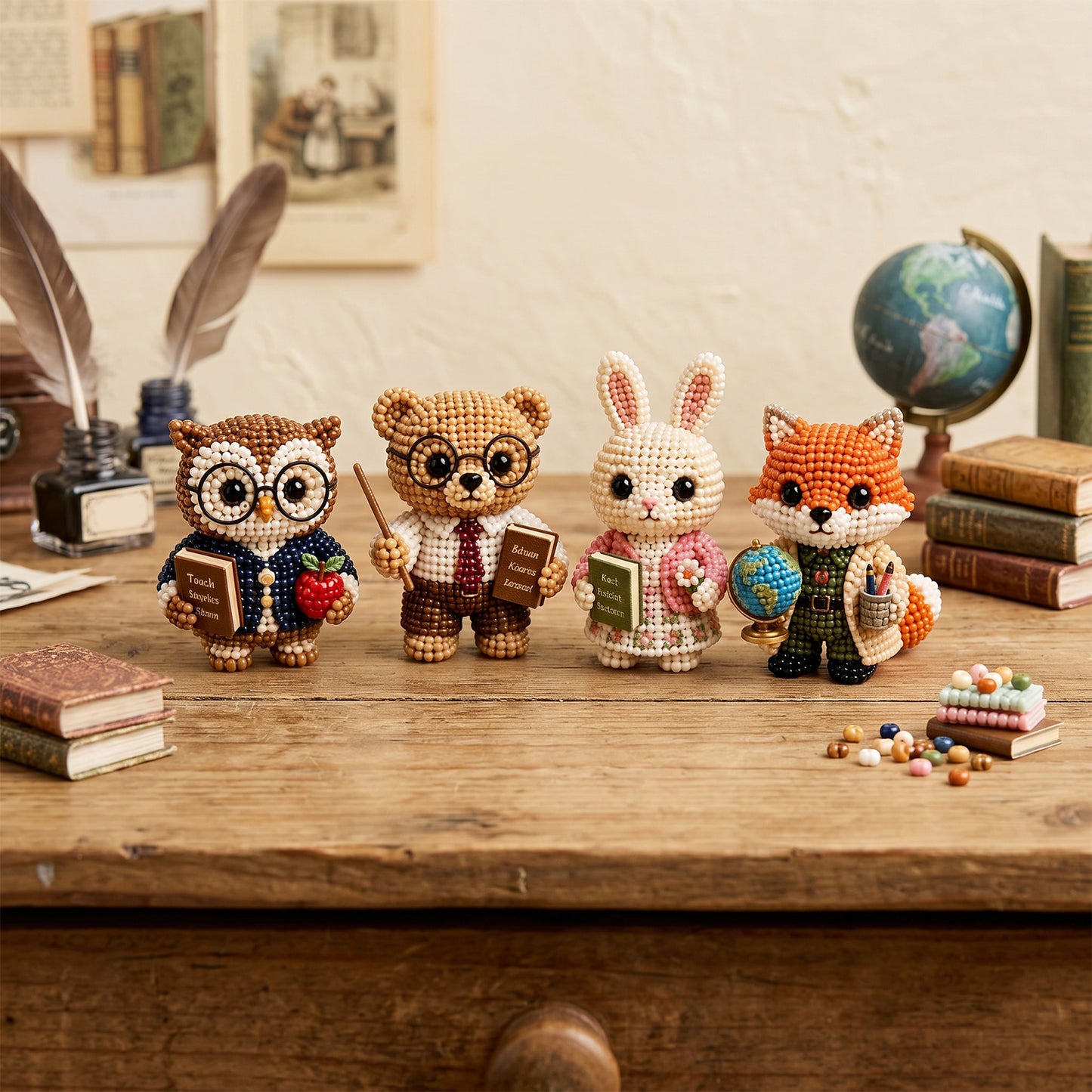 3D Animal Bead Embroidery Kit Unique 3d Animals Bead Craft Kit 3D Animal Ornament Sewing Set for Crafting Enthusiasts Girls Women Teens Adults (American Hero Teacher)