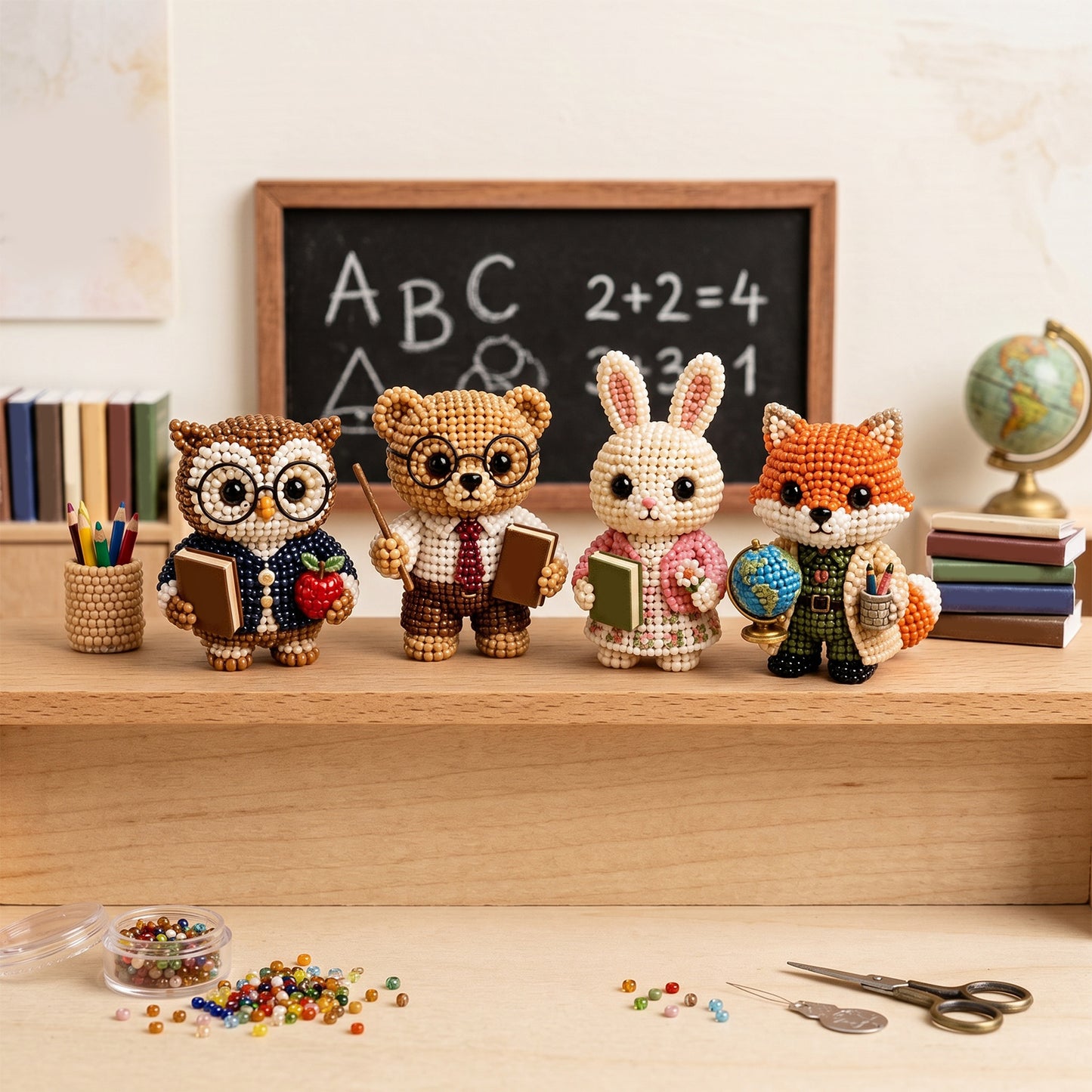 3D Animal Bead Embroidery Kit Unique 3d Animals Bead Craft Kit 3D Animal Ornament Sewing Set for Crafting Enthusiasts Girls Women Teens Adults (American Hero Teacher)