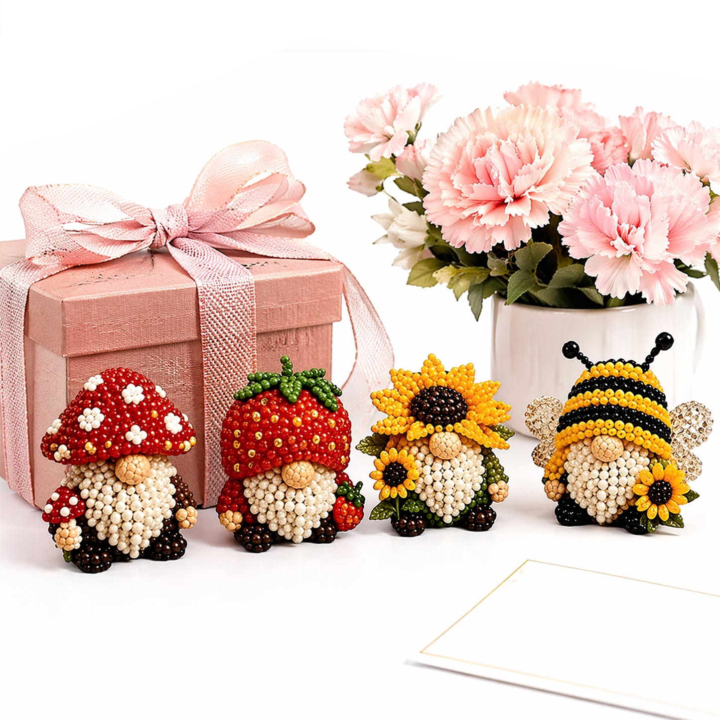 DIY Gnome Handmade Bead Art Set with Full Materials & Instructions Cute Dwarf Bead Craft Set Multi-Purpose Gnome Designs Beading Kit for Beginners & Craft Enthusiasts (Multicolor 1)