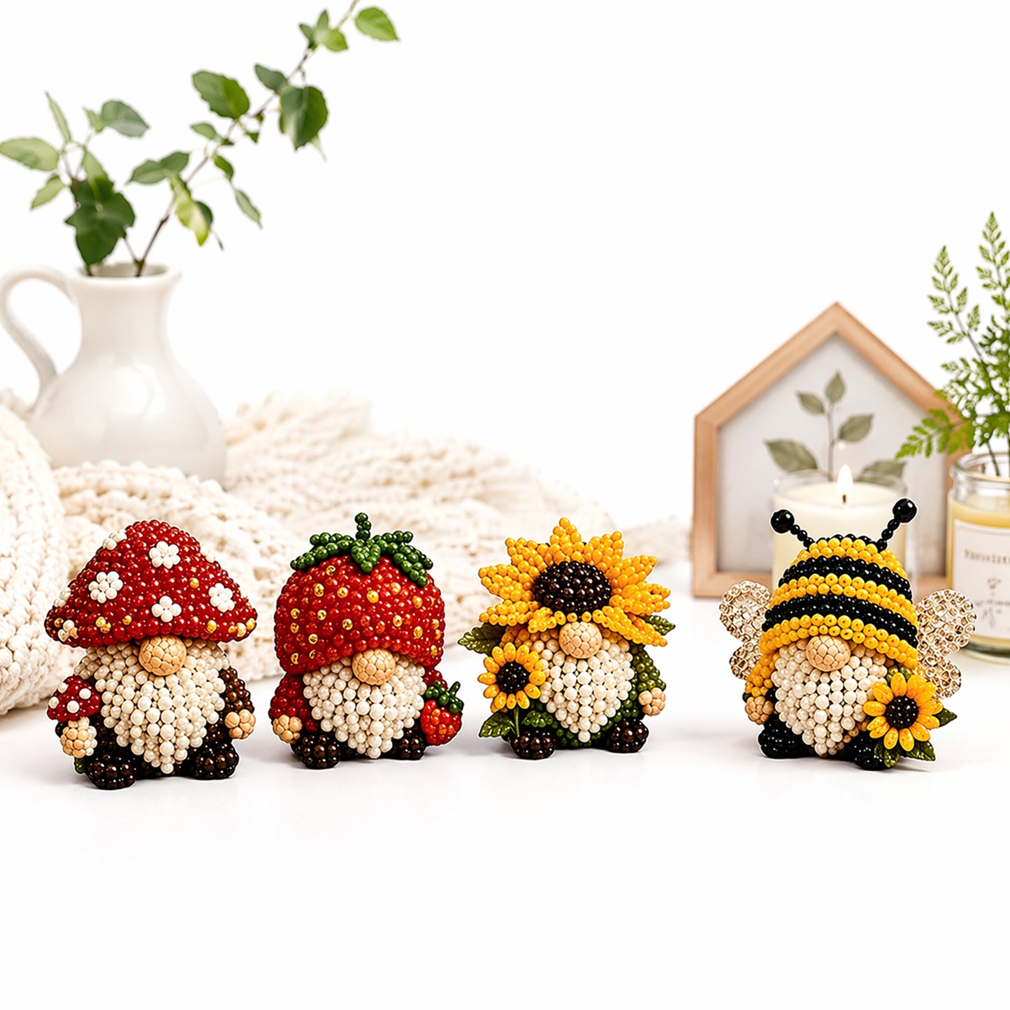 DIY Gnome Handmade Bead Art Set with Full Materials & Instructions Cute Dwarf Bead Craft Set Multi-Purpose Gnome Designs Beading Kit for Beginners & Craft Enthusiasts (Multicolor 1)