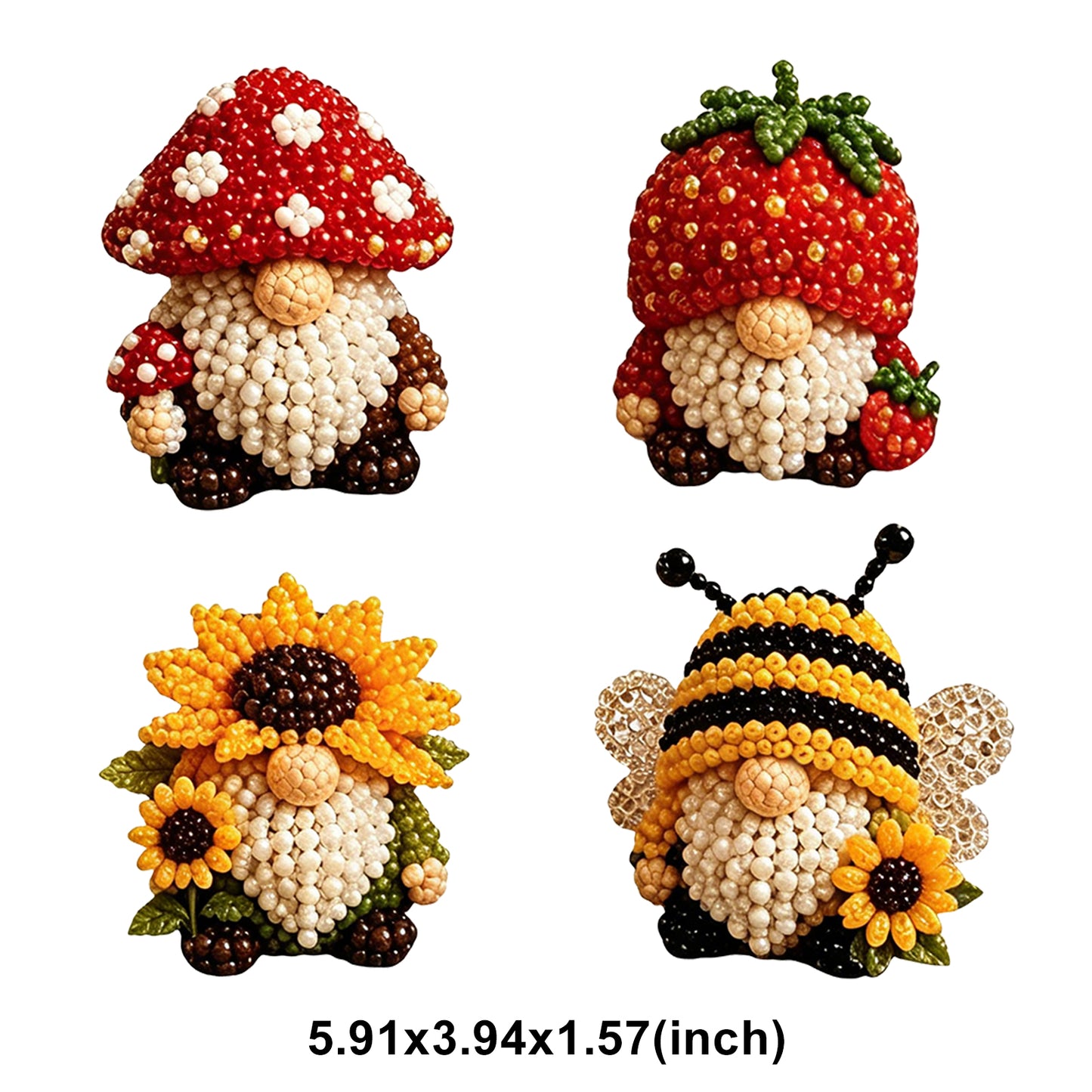 DIY Gnome Handmade Bead Art Set with Full Materials & Instructions Cute Dwarf Bead Craft Set Multi-Purpose Gnome Designs Beading Kit for Beginners & Craft Enthusiasts (Multicolor 1)