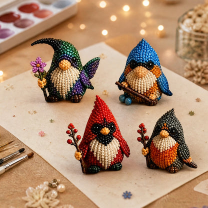 DIY Gnome Handmade Bead Art Set with Full Materials & Instructions Cute Dwarf Bead Craft Set Multi-Purpose Gnome Designs Beading Kit for Beginners & Craft Enthusiasts (Multicolor 3)