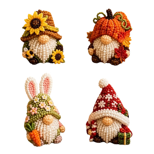 DIY Gnome Handmade Bead Art Set with Full Materials & Instructions Cute Dwarf Bead Craft Set Multi-Purpose Gnome Designs Beading Kit for Beginners & Craft Enthusiasts (Multicolor 4)