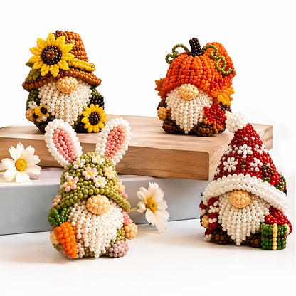 DIY Gnome Handmade Bead Art Set with Full Materials & Instructions Cute Dwarf Bead Craft Set Multi-Purpose Gnome Designs Beading Kit for Beginners & Craft Enthusiasts (Multicolor 4)