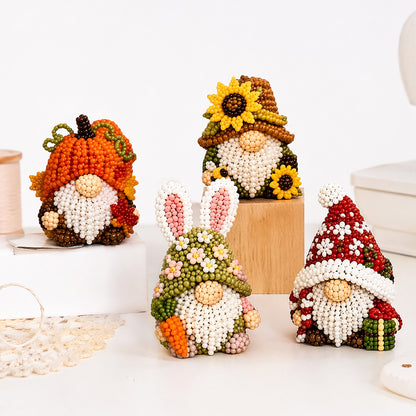 DIY Gnome Handmade Bead Art Set with Full Materials & Instructions Cute Dwarf Bead Craft Set Multi-Purpose Gnome Designs Beading Kit for Beginners & Craft Enthusiasts (Multicolor 4)