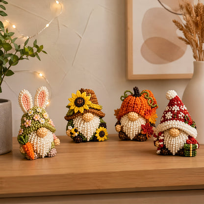 DIY Gnome Handmade Bead Art Set with Full Materials & Instructions Cute Dwarf Bead Craft Set Multi-Purpose Gnome Designs Beading Kit for Beginners & Craft Enthusiasts (Multicolor 4)