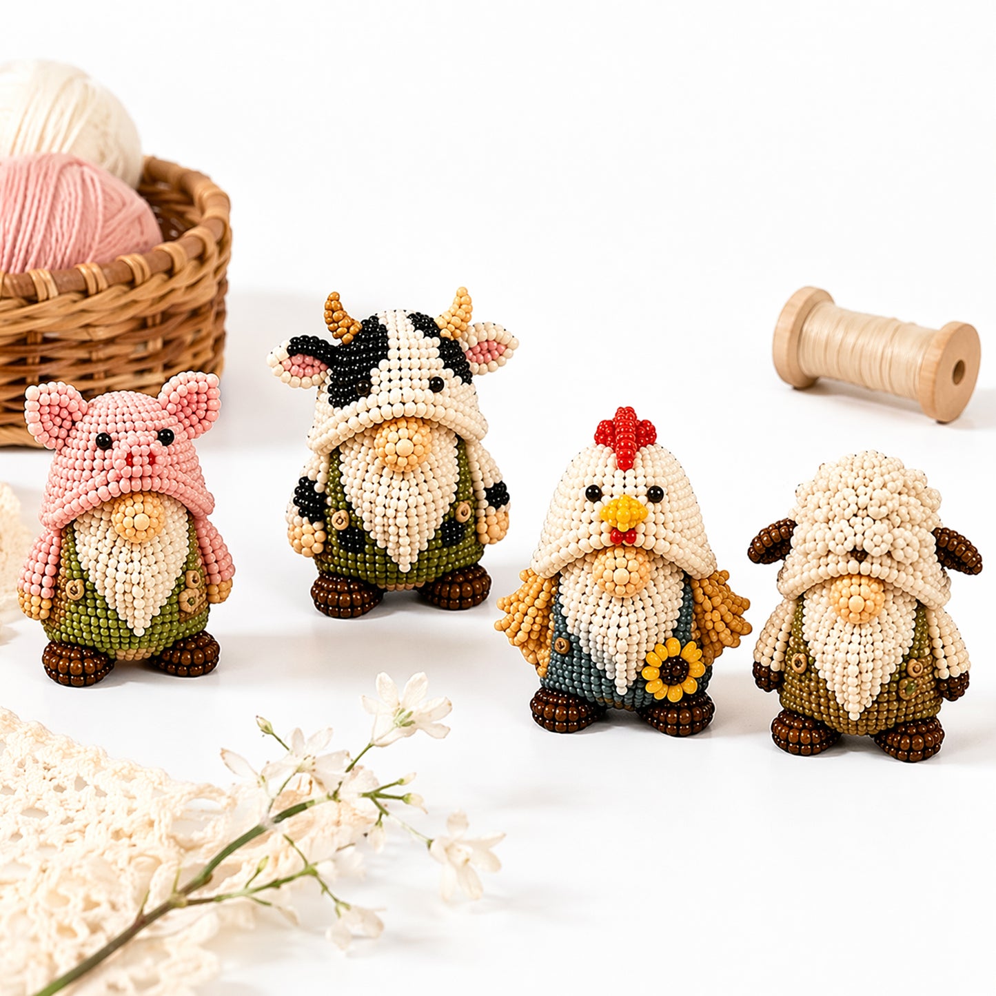 DIY Gnome Handmade Bead Art Set with Full Materials & Instructions Cute Dwarf Bead Craft Set Multi-Purpose Gnome Designs Beading Kit for Beginners & Craft Enthusiasts (Multicolor 5)