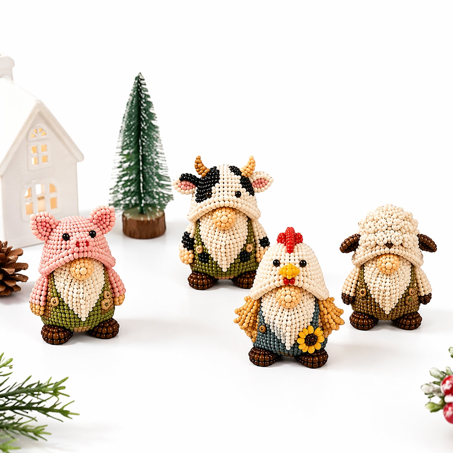 DIY Gnome Handmade Bead Art Set with Full Materials & Instructions Cute Dwarf Bead Craft Set Multi-Purpose Gnome Designs Beading Kit for Beginners & Craft Enthusiasts (Multicolor 5)