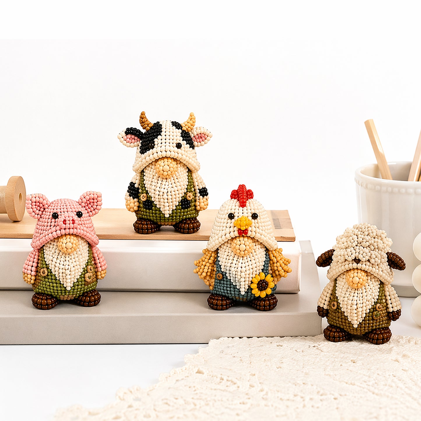 DIY Gnome Handmade Bead Art Set with Full Materials & Instructions Cute Dwarf Bead Craft Set Multi-Purpose Gnome Designs Beading Kit for Beginners & Craft Enthusiasts (Multicolor 5)