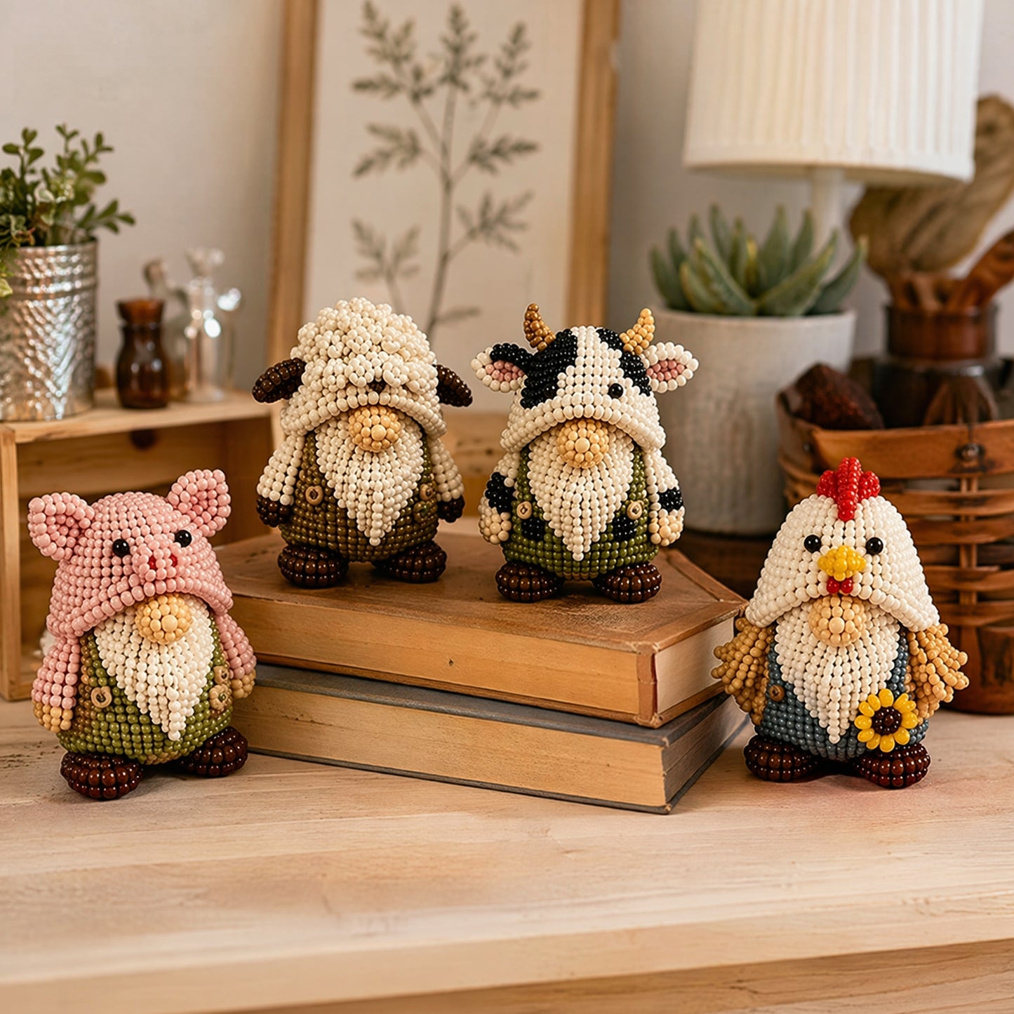 DIY Gnome Handmade Bead Art Set with Full Materials & Instructions Cute Dwarf Bead Craft Set Multi-Purpose Gnome Designs Beading Kit for Beginners & Craft Enthusiasts (Multicolor 5)
