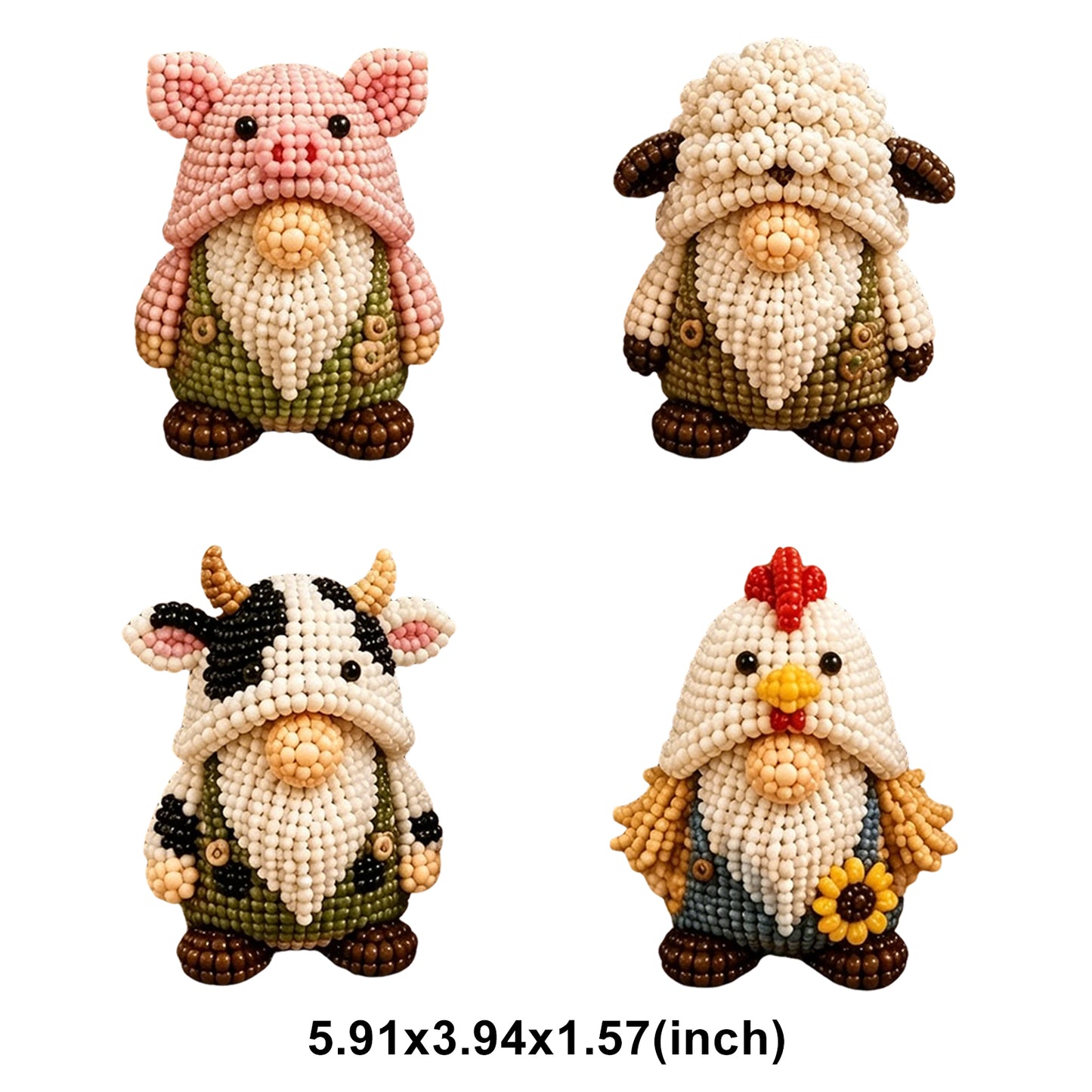 DIY Gnome Handmade Bead Art Set with Full Materials & Instructions Cute Dwarf Bead Craft Set Multi-Purpose Gnome Designs Beading Kit for Beginners & Craft Enthusiasts (Multicolor 5)