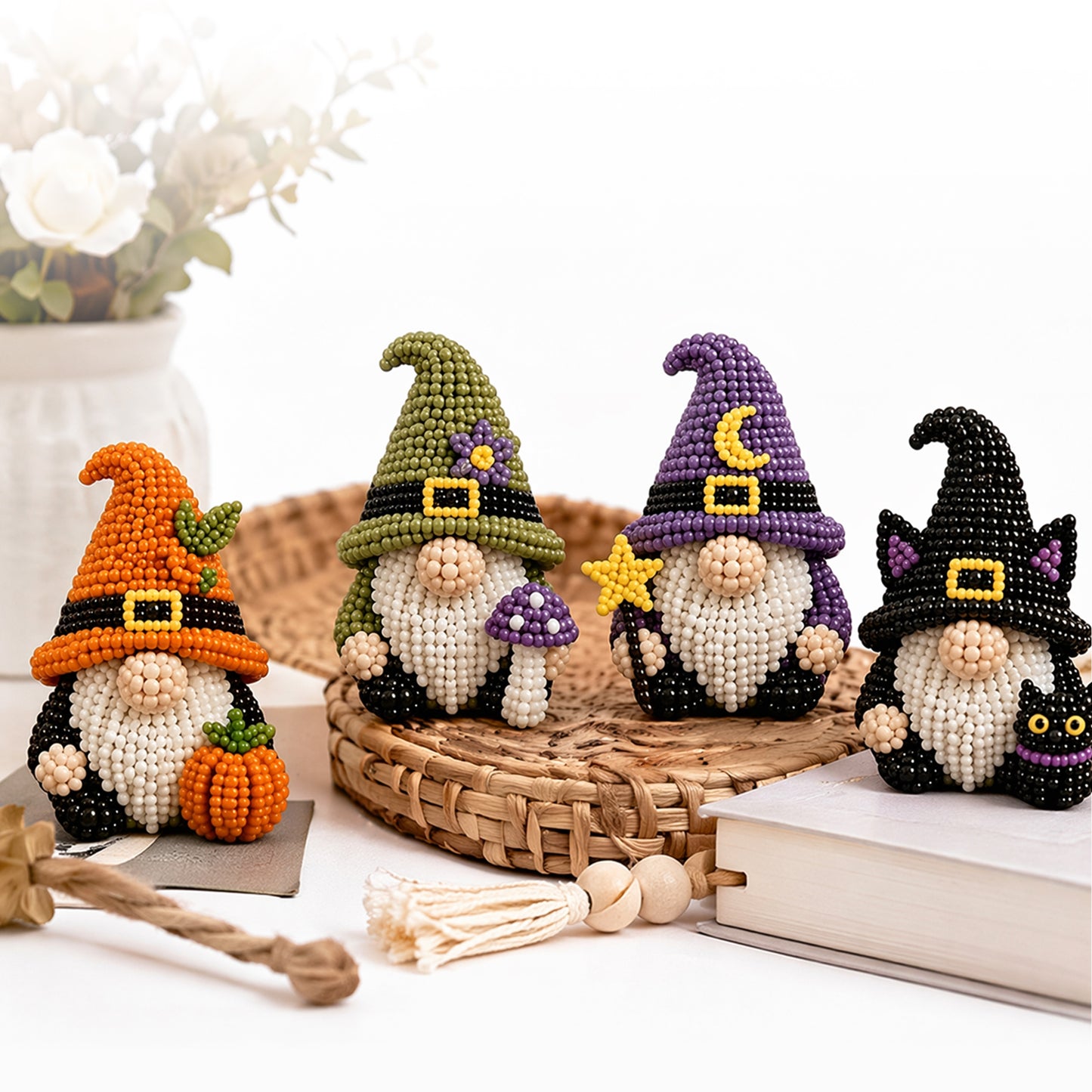 DIY Gnome Handmade Bead Art Set with Full Materials & Instructions Cute Dwarf Bead Craft Set Multi-Purpose Gnome Designs Beading Kit for Beginners & Craft Enthusiasts (Multicolor 7)