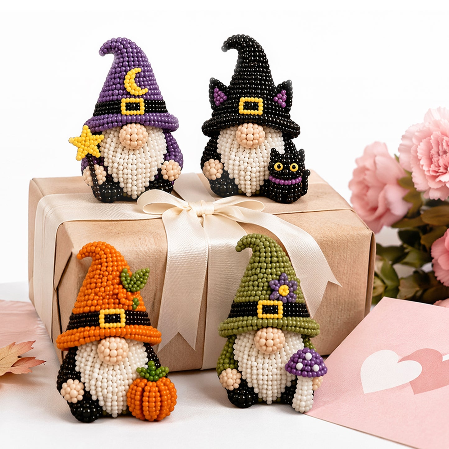 DIY Gnome Handmade Bead Art Set with Full Materials & Instructions Cute Dwarf Bead Craft Set Multi-Purpose Gnome Designs Beading Kit for Beginners & Craft Enthusiasts (Multicolor 7)
