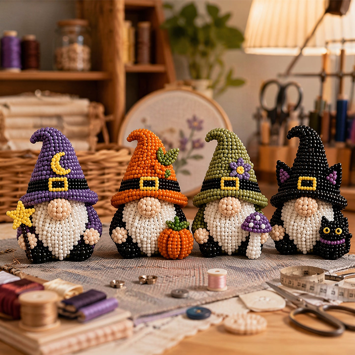 DIY Gnome Handmade Bead Art Set with Full Materials & Instructions Cute Dwarf Bead Craft Set Multi-Purpose Gnome Designs Beading Kit for Beginners & Craft Enthusiasts (Multicolor 7)