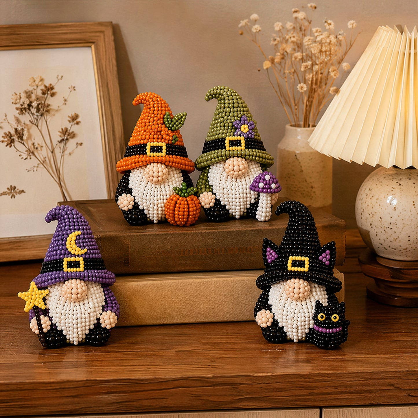 DIY Gnome Handmade Bead Art Set with Full Materials & Instructions Cute Dwarf Bead Craft Set Multi-Purpose Gnome Designs Beading Kit for Beginners & Craft Enthusiasts (Multicolor 7)