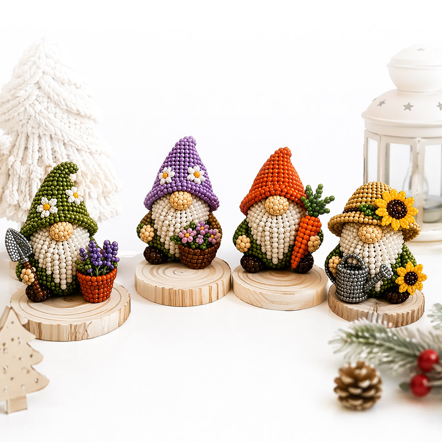 DIY Gnome Handmade Bead Art Set with Full Materials & Instructions Cute Dwarf Bead Craft Set Multi-Purpose Gnome Designs Beading Kit for Beginners & Craft Enthusiasts (Multicolor 8)