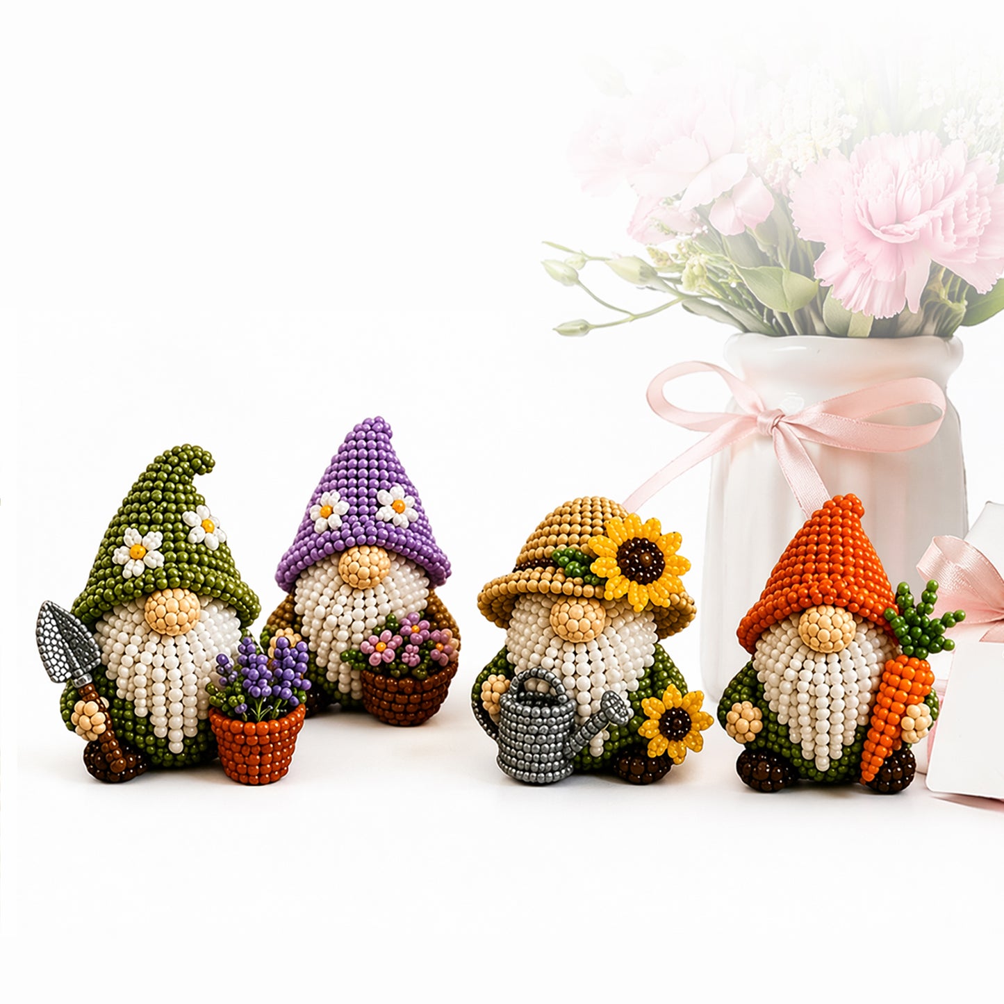 DIY Gnome Handmade Bead Art Set with Full Materials & Instructions Cute Dwarf Bead Craft Set Multi-Purpose Gnome Designs Beading Kit for Beginners & Craft Enthusiasts (Multicolor 8)