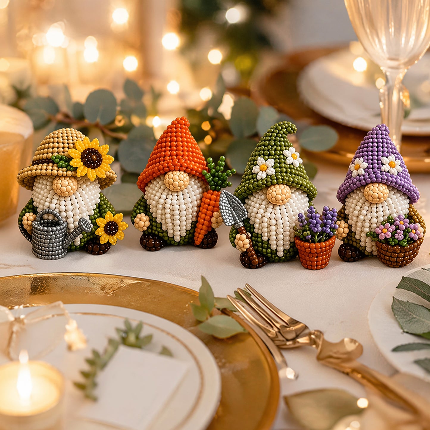 DIY Gnome Handmade Bead Art Set with Full Materials & Instructions Cute Dwarf Bead Craft Set Multi-Purpose Gnome Designs Beading Kit for Beginners & Craft Enthusiasts (Multicolor 8)