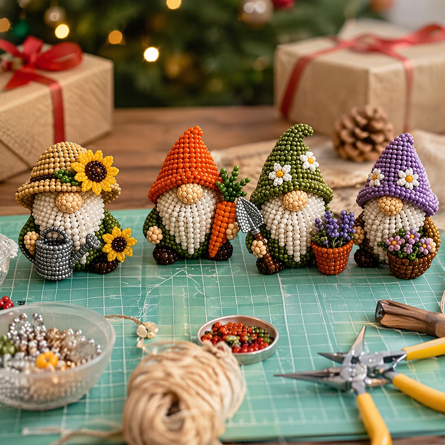 DIY Gnome Handmade Bead Art Set with Full Materials & Instructions Cute Dwarf Bead Craft Set Multi-Purpose Gnome Designs Beading Kit for Beginners & Craft Enthusiasts (Multicolor 8)