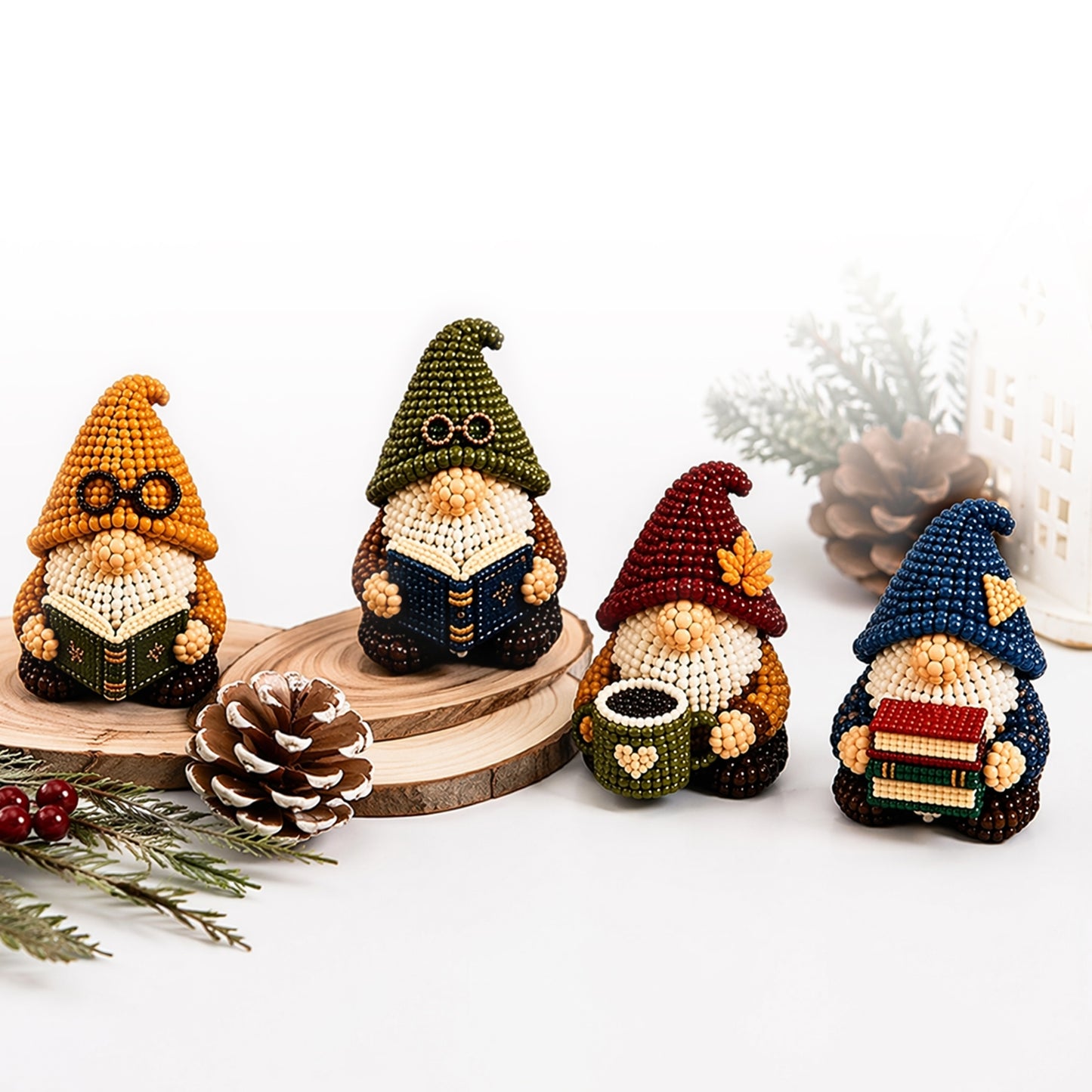 DIY Gnome Handmade Bead Art Set with Full Materials & Instructions Cute Dwarf Bead Craft Set Multi-Purpose Gnome Designs Beading Kit for Beginners & Craft Enthusiasts (Multicolor 9)