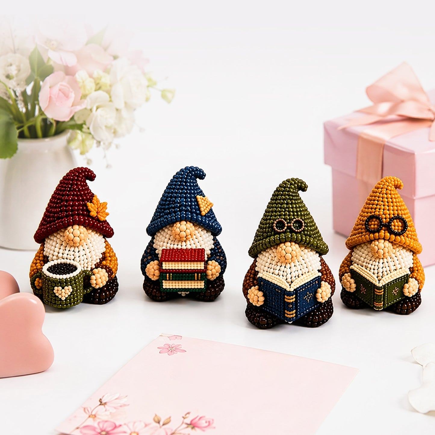 DIY Gnome Handmade Bead Art Set with Full Materials & Instructions Cute Dwarf Bead Craft Set Multi-Purpose Gnome Designs Beading Kit for Beginners & Craft Enthusiasts (Multicolor 9)