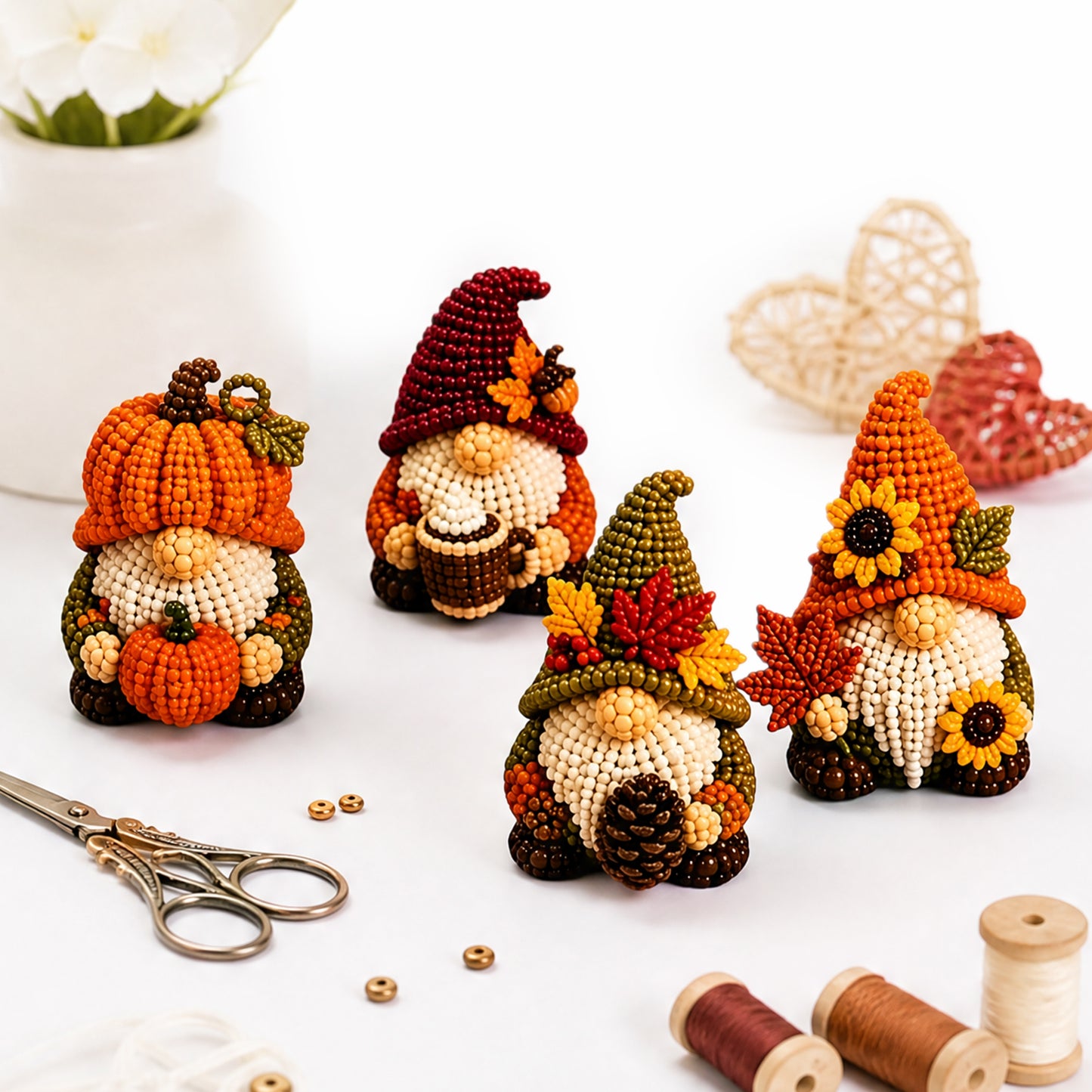 DIY Gnome Handmade Bead Art Set with Full Materials & Instructions Cute Dwarf Bead Craft Set Multi-Purpose Gnome Designs Beading Kit for Beginners & Craft Enthusiasts (Multicolor 10)