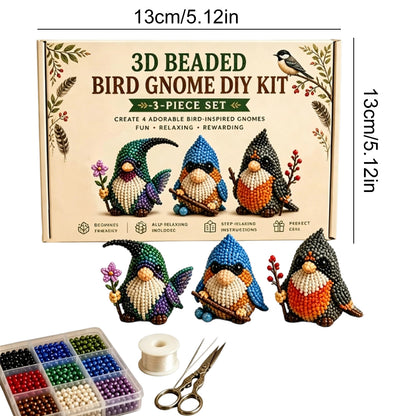 4 Pack 3D Beaded Gnome DIY Kit with All Material & Tool Miniature Gnome Figurines Multifunctional Funny Handmade Gnomes DIYs Decor for Adults Beginners & DIY Crafts Lovers (A)