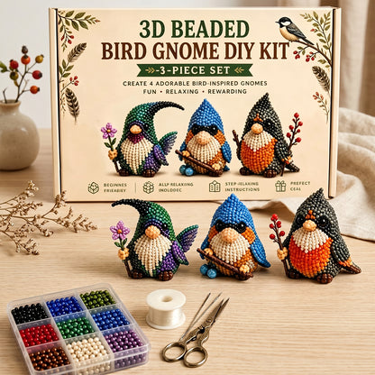 4 Pack 3D Beaded Gnome DIY Kit with All Material & Tool Miniature Gnome Figurines Multifunctional Funny Handmade Gnomes DIYs Decor for Adults Beginners & DIY Crafts Lovers (A)