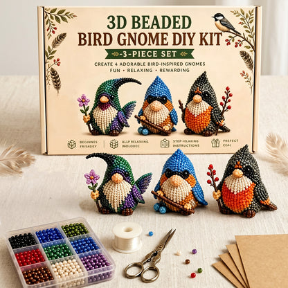 4 Pack 3D Beaded Gnome DIY Kit with All Material & Tool Miniature Gnome Figurines Multifunctional Funny Handmade Gnomes DIYs Decor for Adults Beginners & DIY Crafts Lovers (A)