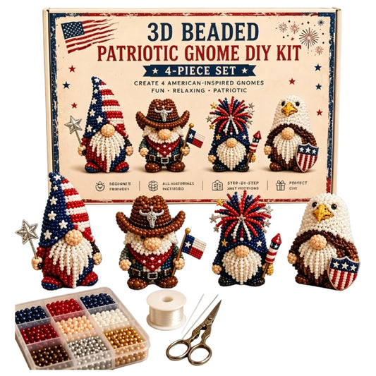4 Pack 3D Beaded Gnome DIY Kit with All Material & Tool Miniature Gnome Figurines Multifunctional Funny Handmade Gnomes DIYs Decor for Adults Beginners & DIY Crafts Lovers (B)