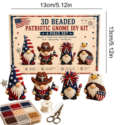 4 Pack 3D Beaded Gnome DIY Kit with All Material & Tool Miniature Gnome Figurines Multifunctional Funny Handmade Gnomes DIYs Decor for Adults Beginners & DIY Crafts Lovers (B)