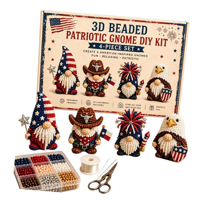 4 Pack 3D Beaded Gnome DIY Kit with All Material & Tool Miniature Gnome Figurines Multifunctional Funny Handmade Gnomes DIYs Decor for Adults Beginners & DIY Crafts Lovers (B)