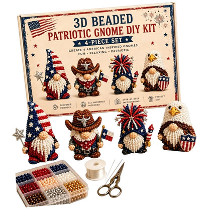 4 Pack 3D Beaded Gnome DIY Kit with All Material & Tool Miniature Gnome Figurines Multifunctional Funny Handmade Gnomes DIYs Decor for Adults Beginners & DIY Crafts Lovers (B)