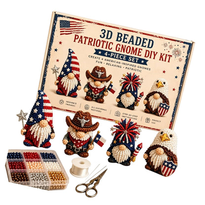 4 Pack 3D Beaded Gnome DIY Kit with All Material & Tool Miniature Gnome Figurines Multifunctional Funny Handmade Gnomes DIYs Decor for Adults Beginners & DIY Crafts Lovers (B)