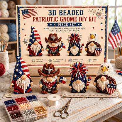 4 Pack 3D Beaded Gnome DIY Kit with All Material & Tool Miniature Gnome Figurines Multifunctional Funny Handmade Gnomes DIYs Decor for Adults Beginners & DIY Crafts Lovers (B)