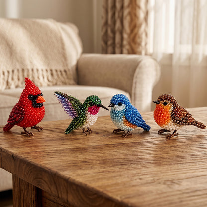 DIY 3D Animals Bead Embroidery Kits Complete Accessories Bead Embroidery Set Cute Bead Craft Animal Set for Crafting Enthusiasts Girls Women Teens Adults (Backyard birds)