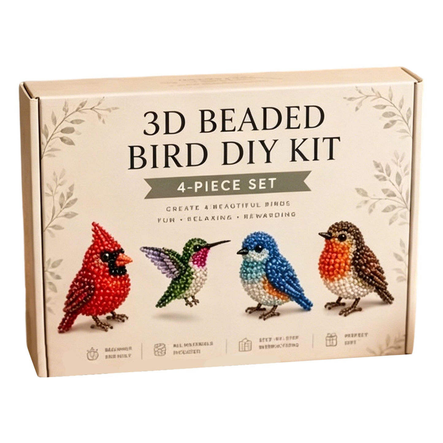 DIY 3D Animals Bead Embroidery Kits Complete Accessories Bead Embroidery Set Cute Bead Craft Animal Set for Crafting Enthusiasts Girls Women Teens Adults (Backyard birds)
