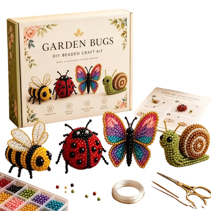 DIY 3D Animals Bead Embroidery Kits Complete Accessories Bead Embroidery Set Cute Bead Craft Animal Set for Crafting Enthusiasts Girls Women Teens Adults (Garden bugs)