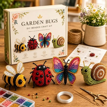 DIY 3D Animals Bead Embroidery Kits Complete Accessories Bead Embroidery Set Cute Bead Craft Animal Set for Crafting Enthusiasts Girls Women Teens Adults (Garden bugs)